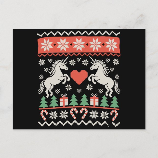 Enhörning ful jultröja Xmas högsäsong Vykort (Framsida)