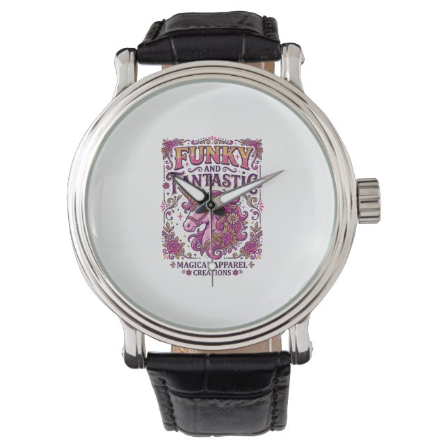 Enhörning Funky och Fantastisk Stilfull Zazzle Des Armbandsur (Framsida)