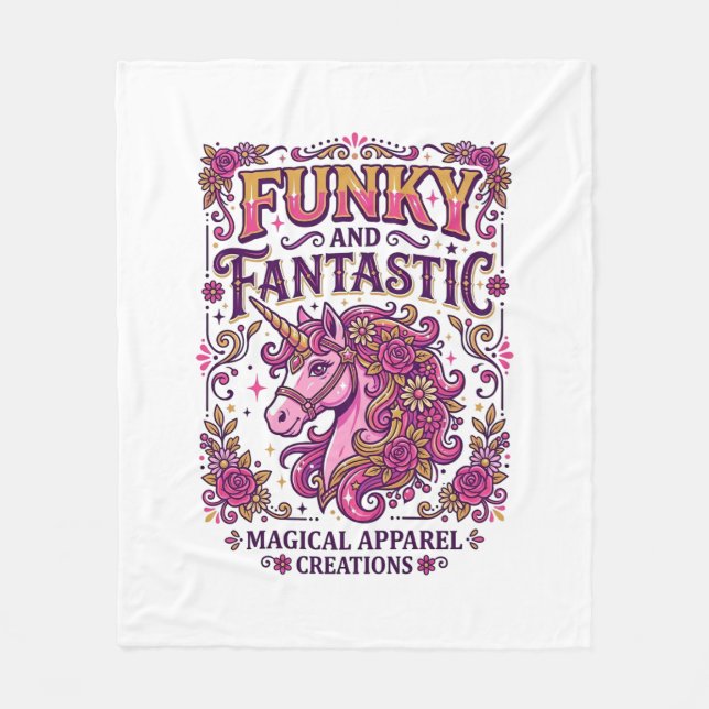 Enhörning Funky och Fantastisk Stilfull Zazzle Des Fleecefilt (Framsidan)