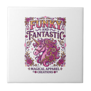 Enhörning Funky och Fantastisk Stilfull Zazzle Des Kakelplatta