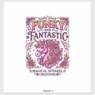 Enhörning Funky och Fantastisk Stilfull Zazzle Des Klistermärken