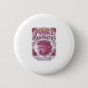 Enhörning Funky och Fantastisk Stilfull Zazzle Des Knapp
