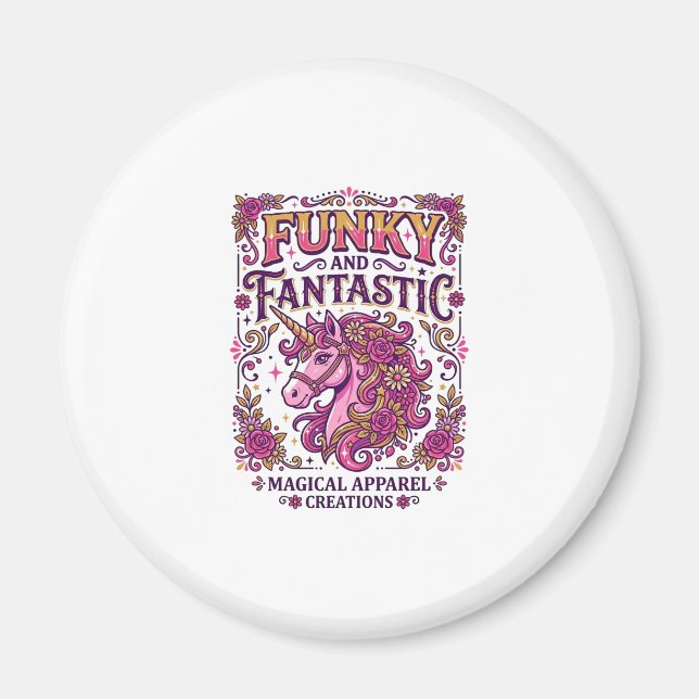 Enhörning Funky och Fantastisk Stilfull Zazzle Des Magnet (Framsidan)