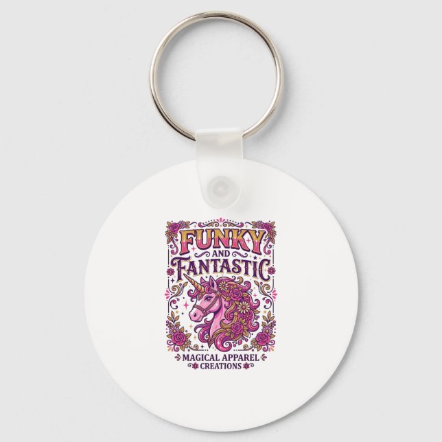 Enhörning Funky och Fantastisk Stilfull Zazzle Des Nyckelring (Framsida)