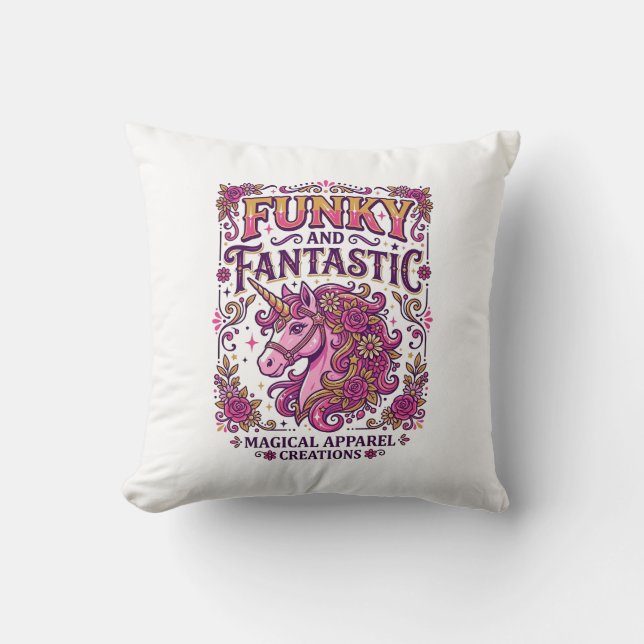 Enhörning Funky och Fantastisk Stilren Zazzle Desi Kudde (Framsida)