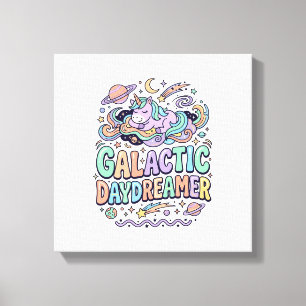 Enhörning Galaktisk Dagdrömmare Kawaii Klistermärk Canvastryck