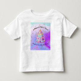 Enhörning Glitter Blå Lila Tårta Födelsedag T Shirt