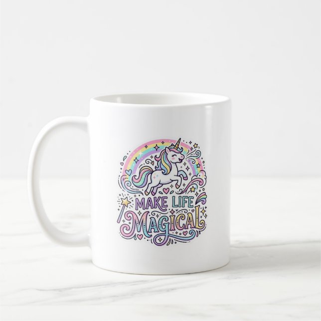 Enhörning Gör Livet Magiskt Premium Vektor Typogra Kaffemugg (Vänster)