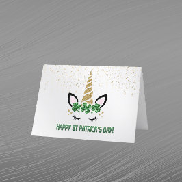 Enhörning Guld Grön Shamrock St Patricks Day Helgkort