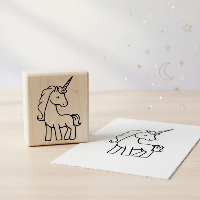 Enhörning Gummi Konststämpel För Barn Stämpel (Cute unicorn wooden art stamp.🦄)