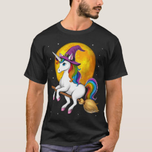 Enhörning Häxa Ridande Sopborste T Shirt