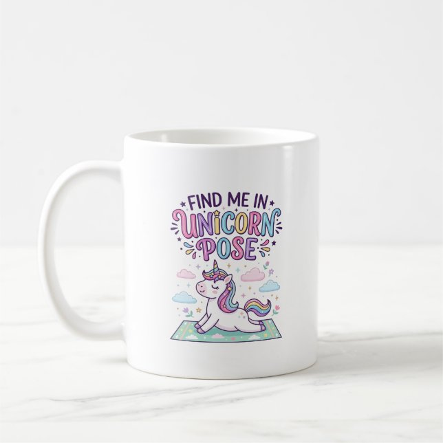 Enhörning Hitta mig i Enhörnings Pose Utskriftskla Kaffemugg (Vänster)