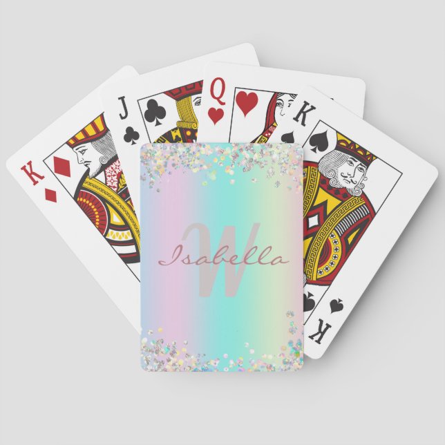 Enhörning Holografisk Glitter Casinokort (Baksidan)