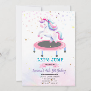 Enhörning hopp födelsedagsfest inbjudan