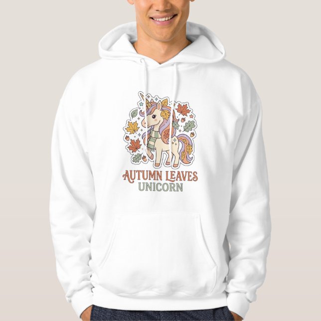 Enhörning Höstblad Enhörning Grafisk Design Merch Hoodie (Framsida)