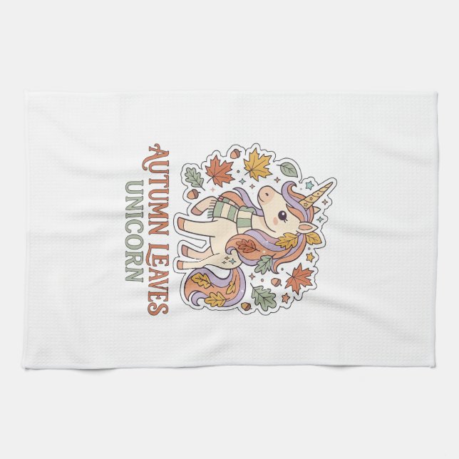 Enhörning Höstlöv Enhörning Grafisk Design Merch Kökshandduk (Horisontell)