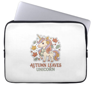 Enhörning Höstlöv Enhörning Grafisk Design Merch Laptop Fodral