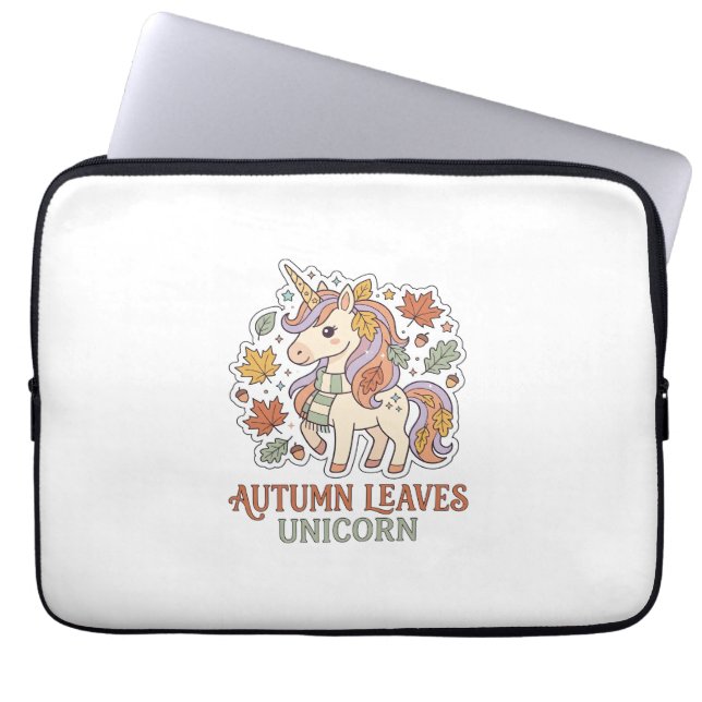 Enhörning Höstlöv Enhörning Grafisk Design Merch Laptop Fodral (Framsidan)