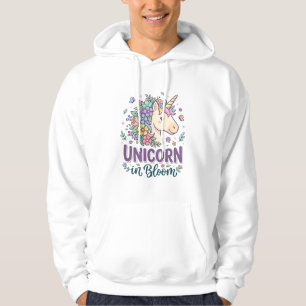 Enhörning i blom Blod typografi utskrift på begära Hoodie