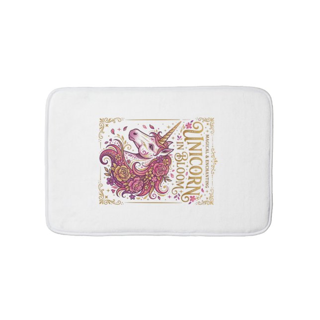 Enhörning i blom Stilfull Zazzle-design_1 Badrumsmatta (Framsidan)