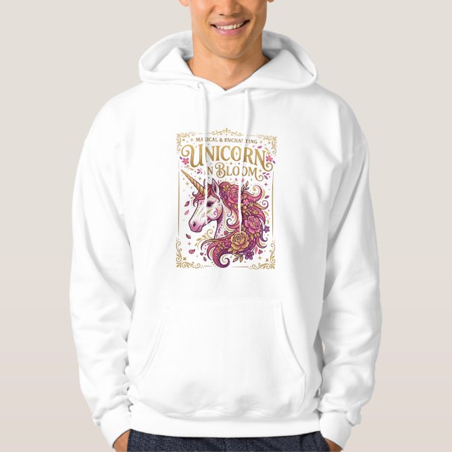 Enhörning i blom stilfull Zazzle-design_1 Hoodie (Framsida)
