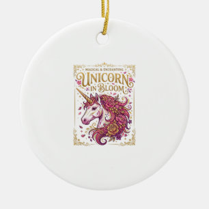 Enhörning i blom Stilfull Zazzle-design_1 Julgransprydnad Keramik