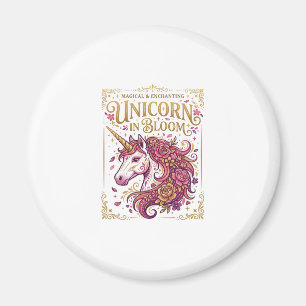 Enhörning i blom stilfull Zazzle-design_1 Magnet