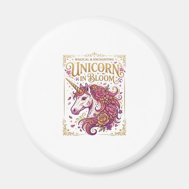Enhörning i blom stilfull Zazzle-design_1 Magnet (Framsidan)