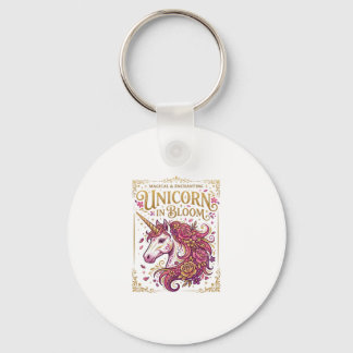 Enhörning i blom Stilfull Zazzle-design_1 Nyckelring