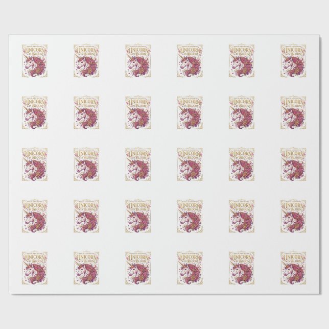 Enhörning i blom stilfull Zazzle-design_1 Presentpapper (Platt)