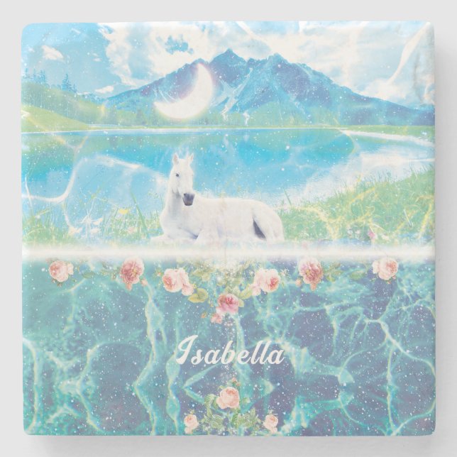 Enhörning i en paradisdröm Personlig Stenunderlägg (Framsidan)