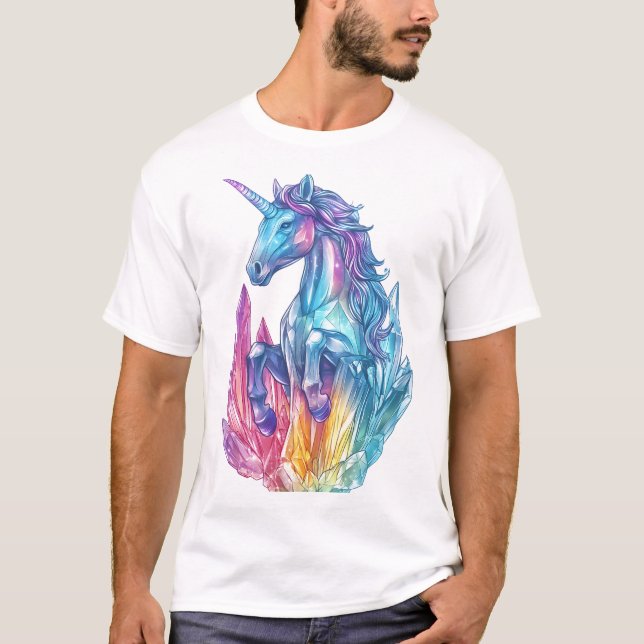 Enhörning i magisk kristallgrotta (1) t shirt (Framsida)