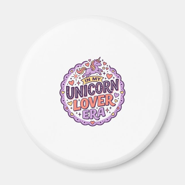 Enhörning i min enhörningsälskarera Whimsical Merc Magnet (Framsidan)