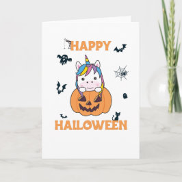 Enhörning i pumpa söta enhörningar glad halloween kort