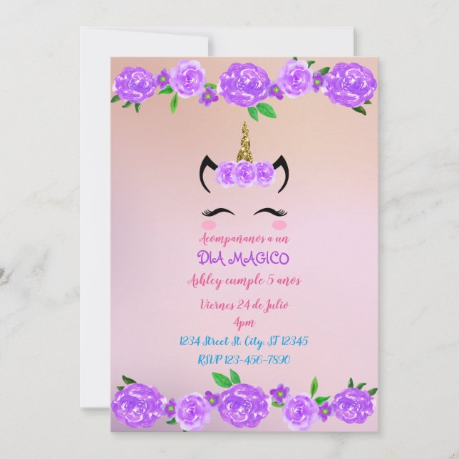 Enhörning Inbjudningar (Framsida)