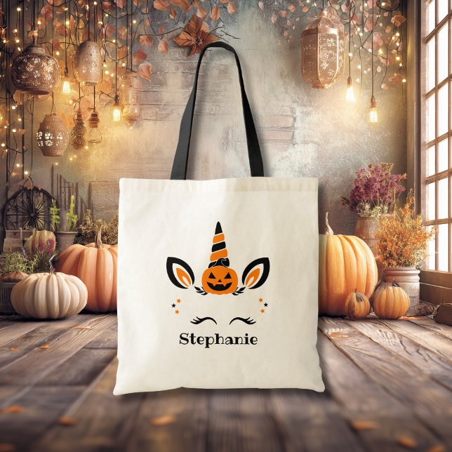 Enhörning Jack O Lantern Med Namn Tygkasse (Skapare uppladdad)