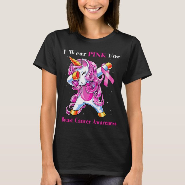 Enhörning Jag Har På Mig Rosa För Bröstcancer Medv T Shirt (Framsida)