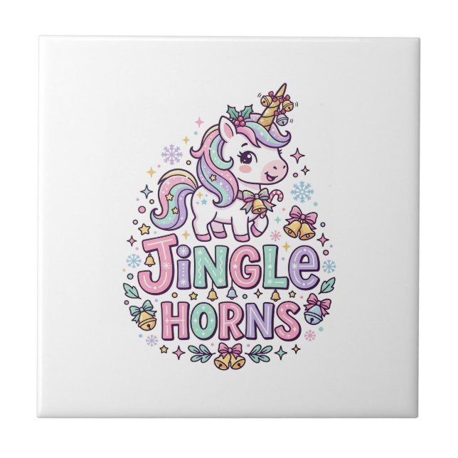 Enhörning Jingle Horns Charming Kläder Grafisk_1 Kakelplatta (Framsidan)