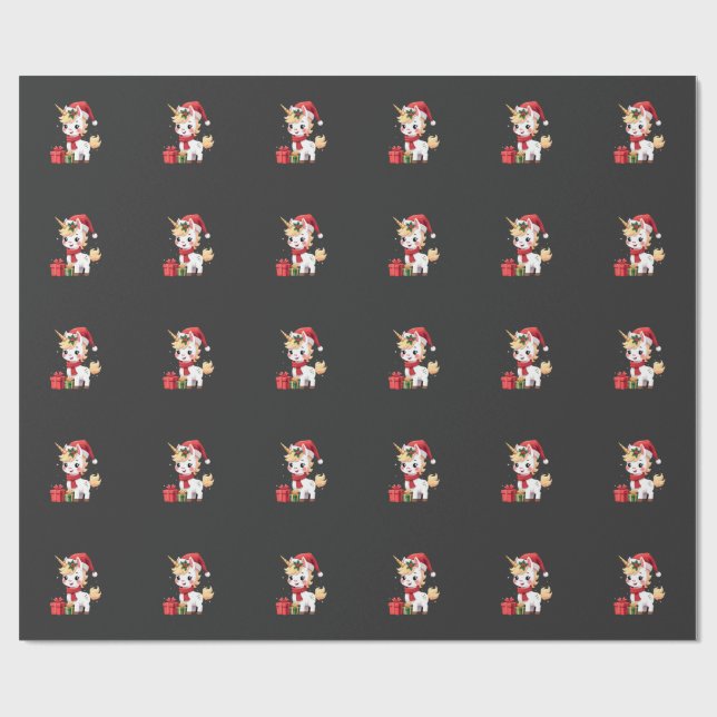 Enhörning Jul Dekoration Santa Enhörning Jul T- Presentpapper (Platt)