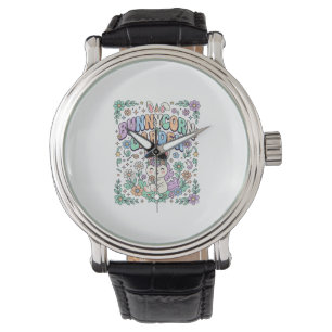 Enhörning Kanin Trädgård Kawaii Typografi Design_ Armbandsur