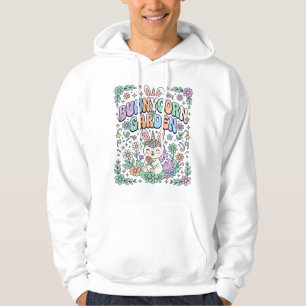 Enhörning Kanin Trädgård Kawaii Typografi Design_ Hoodie