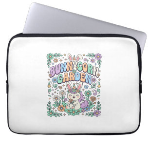 Enhörning Kanin Trädgård Kawaii Typografi Design_ Laptop Fodral