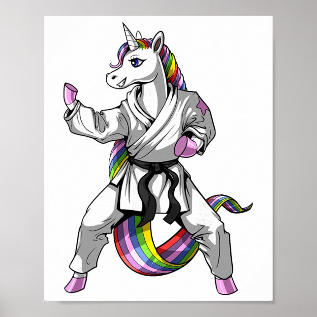 Enhörning Karate Ninja Kampsport Judo Kickboxning Poster (Framsidan)