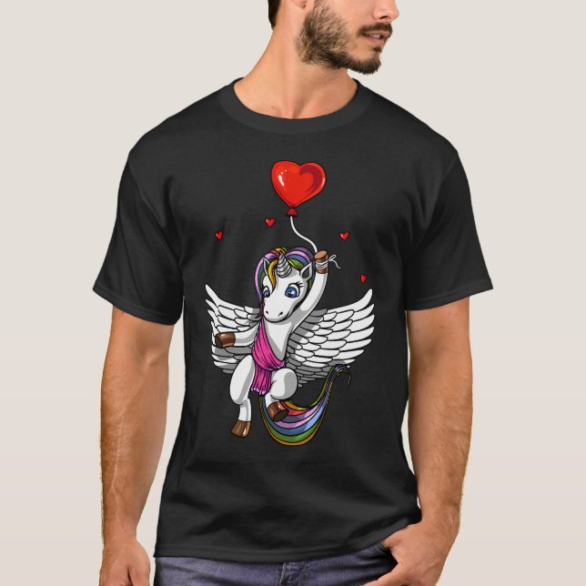 Enhörning Kärlek Hjärtballong T Shirt (Framsida)