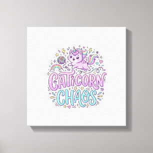 Enhörning Kattkorn Kaos Söt Pastell Produktgrafik Canvastryck