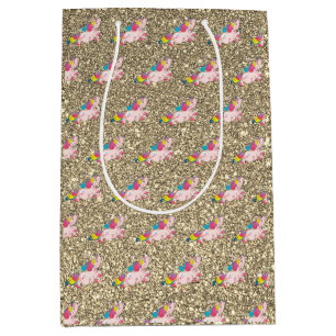 Enhörning Kawaii Regnbåge Guld Glitter Glitter