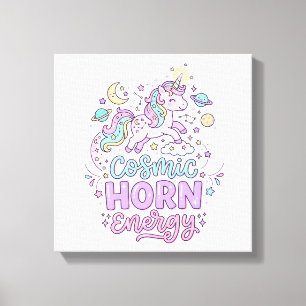 Enhörning Kosmisk Horn Energi Söt Pastell Grafisk Canvastryck