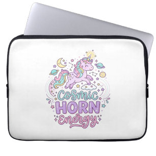 Enhörning Kosmisk Horn Energi Söt Pastell Grafisk Laptop Fodral