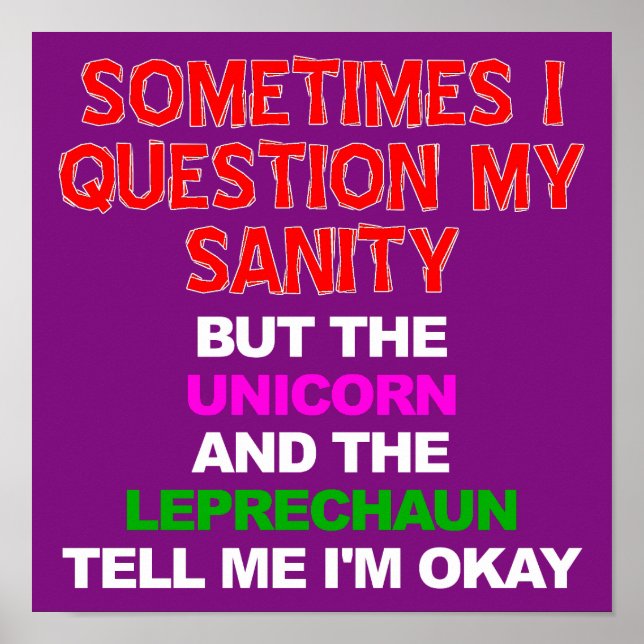 Enhörning Leprechaun Roligt Affisch Skylt (Framsidan)
