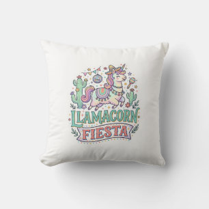 Enhörning Llamacorn Fiesta Premium Vector POD Kons Kudde